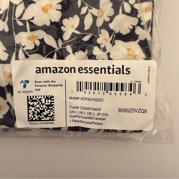 Amazon Essentials Knit Jersey Sleep Tee Nightdress - L - Navy & White Floral - Picture 6 of 9